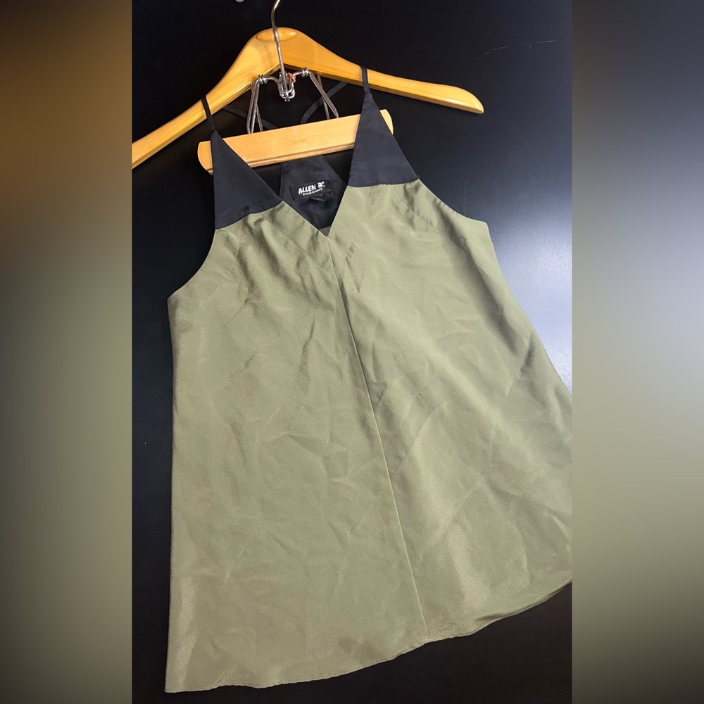 Allen B by Allen Schwartz Green & Black Halter Tank Size XS EUC